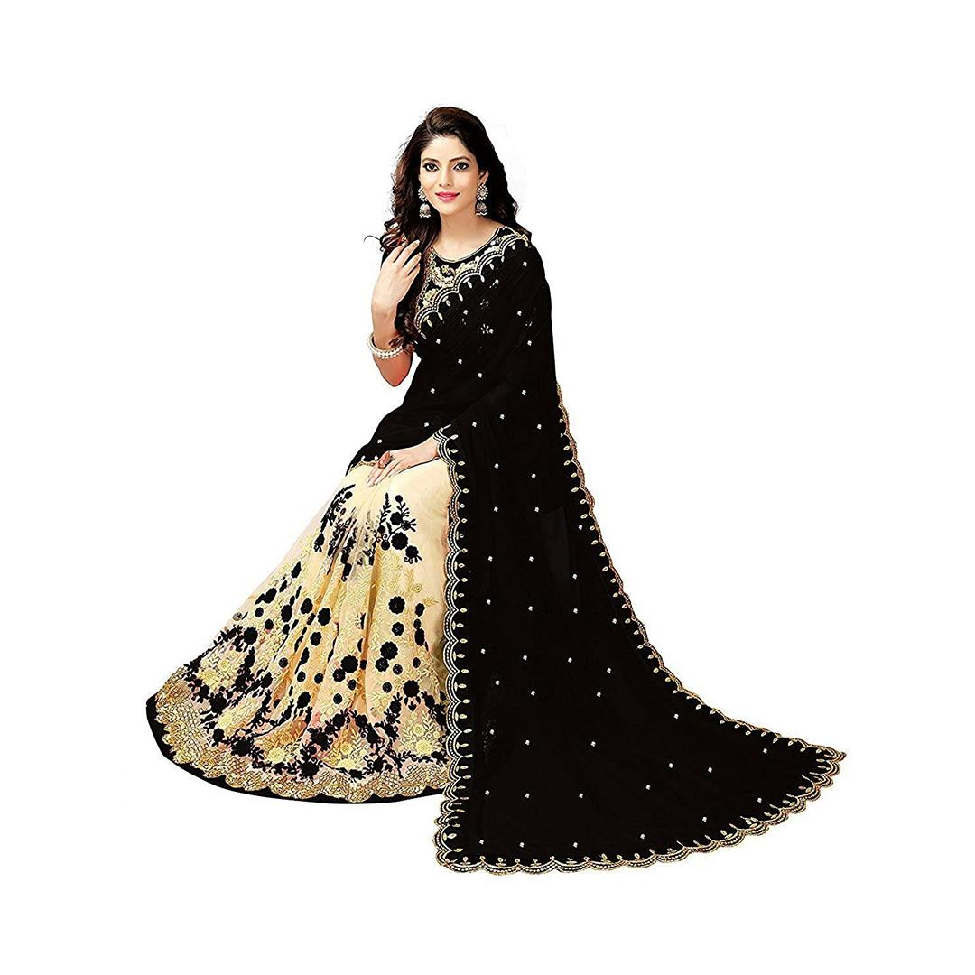 Macube Women's Silk Saree (Black)