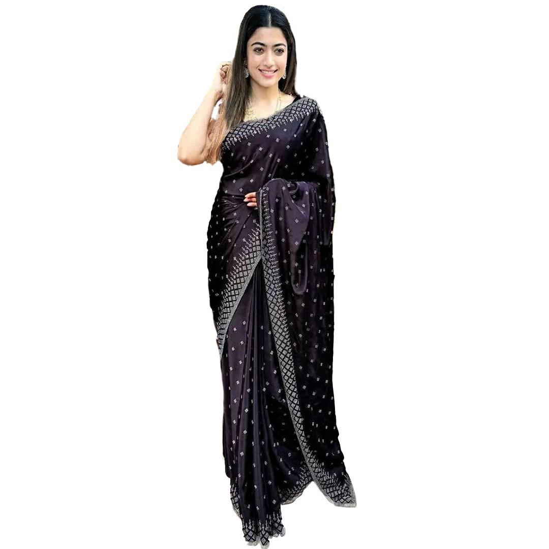 Soft Weightless Georgette Saree With Blouse Black