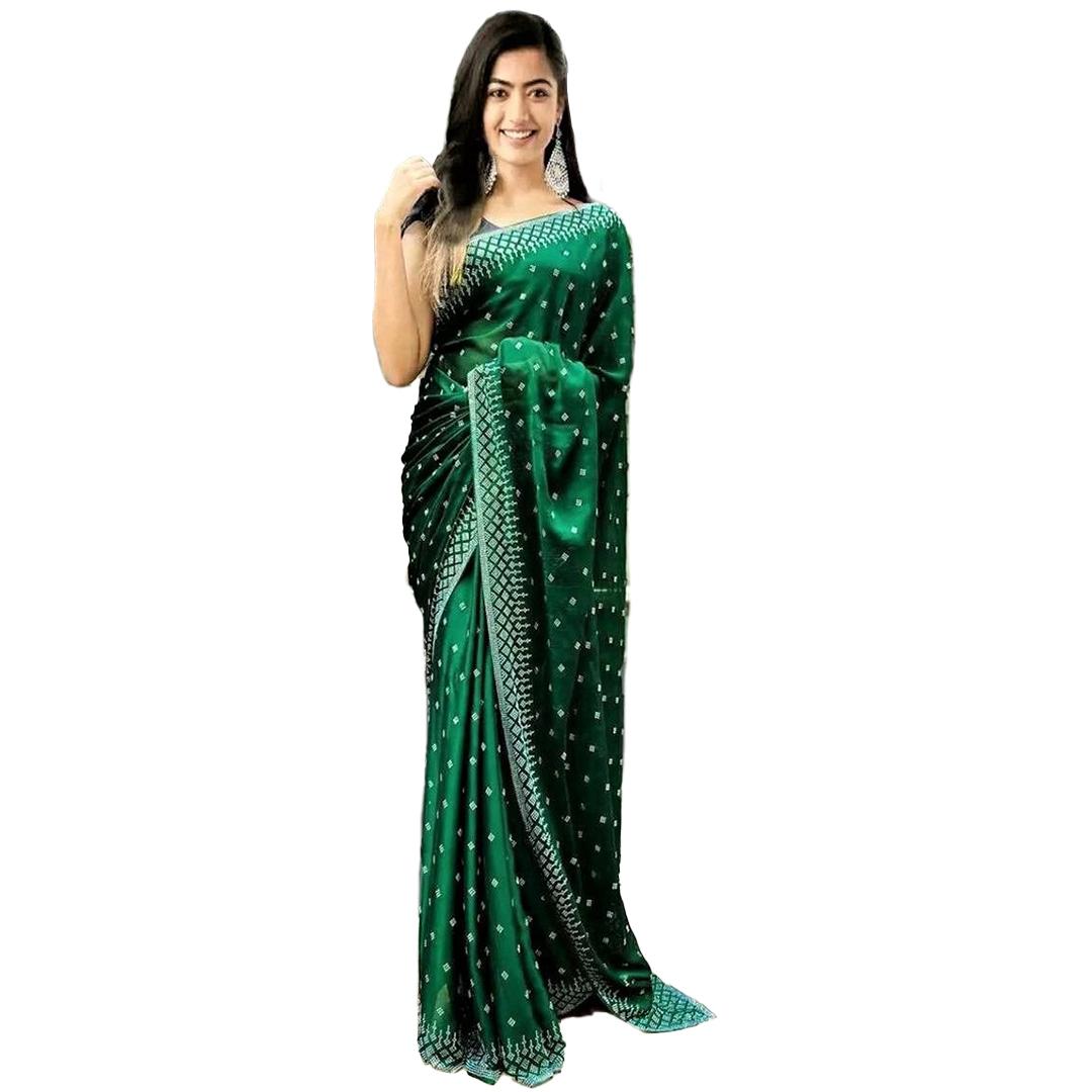 Soft Weightless Georgette Saree With Blouse Green