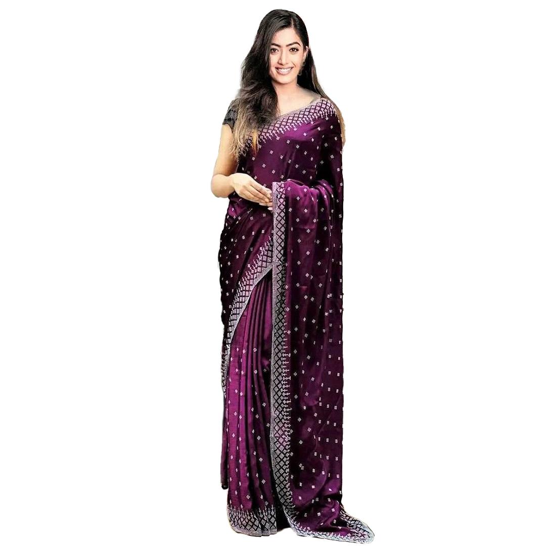 Soft Weightless Georgette Saree With Blouse Purple